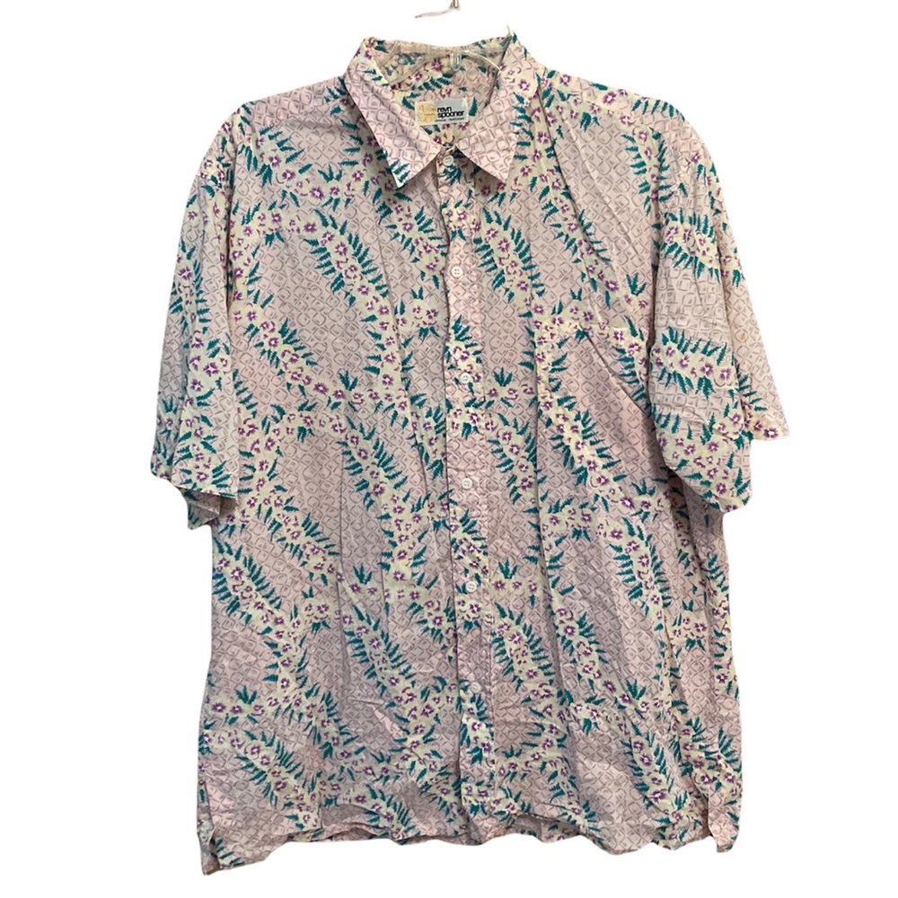 Reyn Spooner Pink Flowers Hawaiian Print Shirt size M - Picture 2 of 7